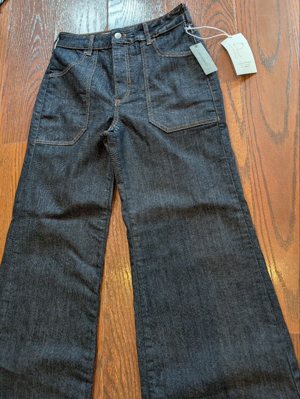 Pilcro Anthro New Women's Jeans Dark Indigo Flare Wide Leg Sz 28P Denim - Picture 2 of 12